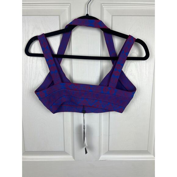 BCBGMAXAZRIA KIANA Geometric Jacquard Cropped Top Size Medium NWT Blue Red - Picture 9 of 9